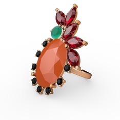 Arinna Yüzük - Neon turuncu akrilik 14 ayar altın yüzük #10l3cr0