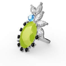 Arinna Yüzük - Neon sarı akrilik 925 ayar gümüş yüzük #10muxez