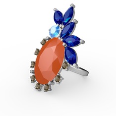 Neon turuncu akrilik 925 ayar gümüş yüzük