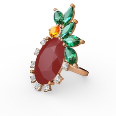 Arinna Yüzük - Kırmızı akrilik 18 ayar rose altın yüzük (0.48 karat) #1145oyf