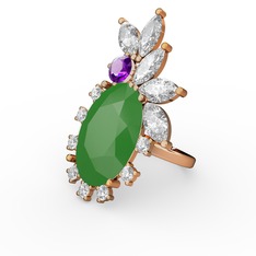 Arinna Yüzük - Neon yeşil akrilik, swarovski ve ametist 18 ayar rose altın yüzük #117vz7e