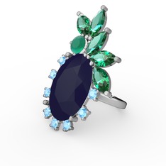 Arinna Yüzük - Lacivert akrilik 8 ayar beyaz altın yüzük #121u5lm