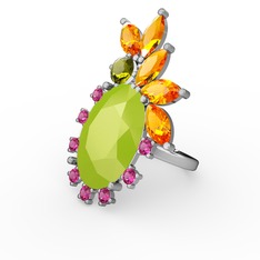 Arinna Yüzük - Neon sarı akrilik 8 ayar beyaz altın yüzük #125y5no