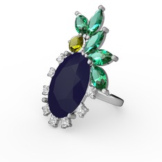 Arinna Yüzük - Lacivert akrilik 18 ayar beyaz altın yüzük #1264otu