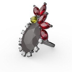 Arinna Yüzük - Füme akrilik 925 ayar siyah rodyum kaplama gümüş yüzük #126u520