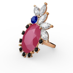 Arinna Yüzük - Neon pembe akrilik 18 ayar altın yüzük #127cws9