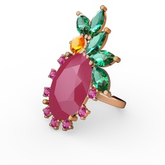 Arinna Yüzük - Neon pembe akrilik 18 ayar altın yüzük #12842qa