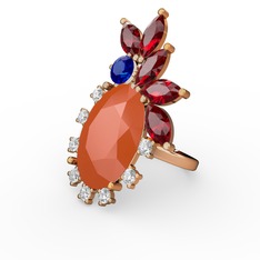 Arinna Yüzük - Neon turuncu akrilik 925 ayar altın kaplama gümüş yüzük (0.48 karat) #12akfj6