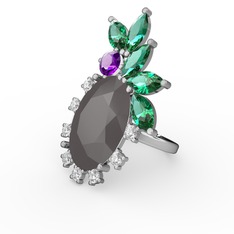 Arinna Yüzük - Füme akrilik 18 ayar beyaz altın yüzük #12gmj7