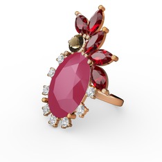 Arinna Yüzük - Neon pembe akrilik 18 ayar rose altın yüzük (0.48 karat) #12uiu1i