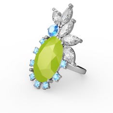 Arinna Yüzük - Neon sarı akrilik, swarovski ve akuamarin 925 ayar gümüş yüzük #135fe70