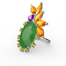 Arinna Yüzük - Neon yeşil akrilik 925 ayar gümüş yüzük #138afqb