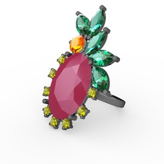 Arinna Yüzük - Neon pembe akrilik 925 ayar siyah rodyum kaplama gümüş yüzük #13gdmcl