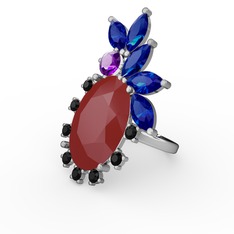 Arinna Yüzük - Kırmızı akrilik 18 ayar beyaz altın yüzük #13ugyeh