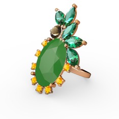 Neon yeşil akrilik 18 ayar rose altın yüzük