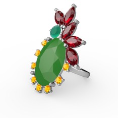 Neon yeşil akrilik 18 ayar beyaz altın yüzük