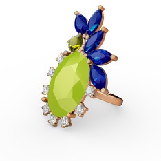 Neon sarı akrilik 8 ayar rose altın yüzük