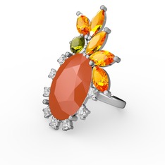 Arinna Yüzük - Neon turuncu akrilik 18 ayar beyaz altın yüzük #157gmsx