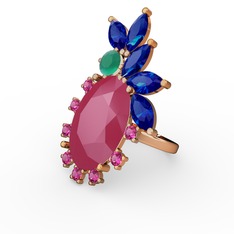 Neon pembe akrilik 8 ayar rose altın yüzük