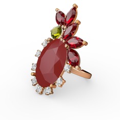 Kırmızı akrilik 8 ayar rose altın yüzük