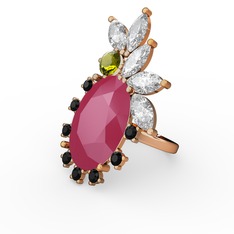 Arinna Yüzük - Neon pembe akrilik 18 ayar rose altın yüzük #15lqhf5