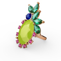 Neon sarı akrilik 18 ayar rose altın yüzük