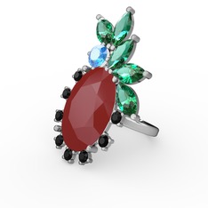 Arinna Yüzük - Kırmızı akrilik 925 ayar gümüş yüzük #166jpua