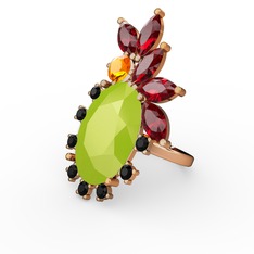 Arinna Yüzük - Neon sarı akrilik 14 ayar rose altın yüzük #16fntms