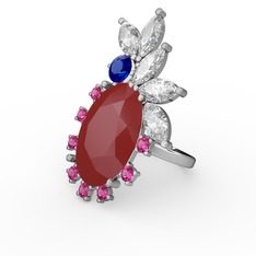 Arinna Yüzük - Kırmızı akrilik 14 ayar beyaz altın yüzük #16i1fin