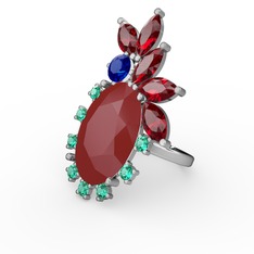 Arinna Yüzük - Kırmızı akrilik 8 ayar beyaz altın yüzük #16vtzmu