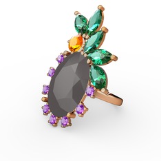 Füme akrilik 925 ayar rose altın kaplama gümüş yüzük