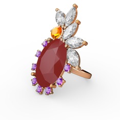 Arinna Yüzük - Kırmızı akrilik 925 ayar altın kaplama gümüş yüzük #17hz6fd