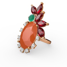 Arinna Yüzük - Neon turuncu akrilik 18 ayar altın yüzük (0.48 karat) #17qg7ey