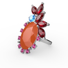 Arinna Yüzük - Neon turuncu akrilik 14 ayar beyaz altın yüzük #17s696q