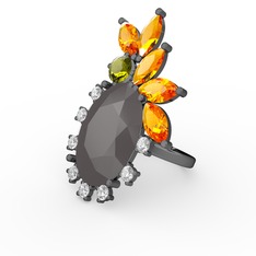 Arinna Yüzük - Füme akrilik 925 ayar siyah rodyum kaplama gümüş yüzük (0.48 karat) #1803a71