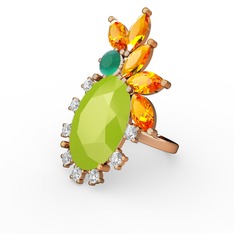 Arinna Yüzük - Neon sarı akrilik 8 ayar rose altın yüzük #183hhzv