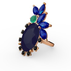 Arinna Yüzük - Lacivert akrilik 8 ayar rose altın yüzük #18aabug