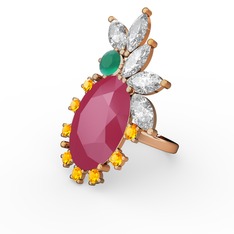Arinna Yüzük - Neon pembe akrilik 925 ayar rose altın kaplama gümüş yüzük #18m52l4