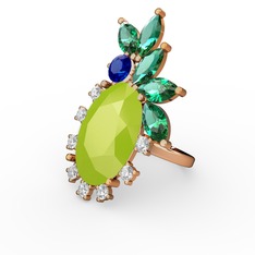 Neon sarı akrilik 14 ayar rose altın yüzük