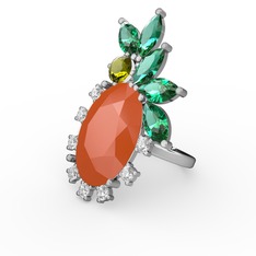 Arinna Yüzük - Neon turuncu akrilik 8 ayar beyaz altın yüzük #18r2f0p