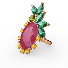 Neon pembe akrilik 8 ayar rose altın yüzük