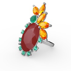 Arinna Yüzük - Kırmızı akrilik 14 ayar beyaz altın yüzük #18yi58s