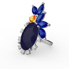 Arinna Yüzük - Lacivert akrilik 925 ayar gümüş yüzük (0.48 karat) #195zn0t