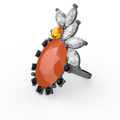 Arinna Yüzük - Neon turuncu akrilik 925 ayar siyah rodyum kaplama gümüş yüzük #19o8e7h