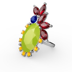 Arinna Yüzük - Neon sarı akrilik 14 ayar beyaz altın yüzük #19wyrzs