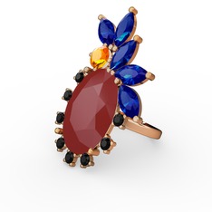 Arinna Yüzük - Kırmızı akrilik 925 ayar rose altın kaplama gümüş yüzük #19ycvhd