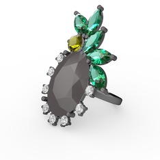 Arinna Yüzük - Füme akrilik 925 ayar siyah rodyum kaplama gümüş yüzük #19z4g2n