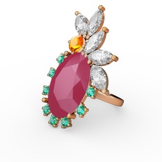 Arinna Yüzük - Neon pembe akrilik 14 ayar altın yüzük #1a10k3j