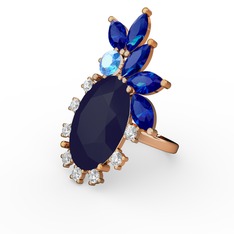 Arinna Yüzük - Lacivert akrilik 14 ayar rose altın yüzük (0.48 karat) #1a3iown