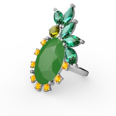 Arinna Yüzük - Neon yeşil akrilik 8 ayar beyaz altın yüzük #1a3pbe